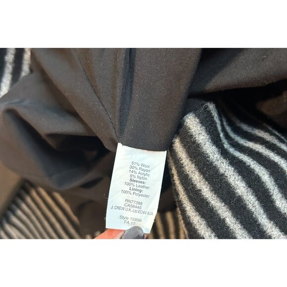 Buckley Tailors Long Jacket Wool Blend 100% Leather Women's XS Grey Black GORG! - Picture 4 of 7